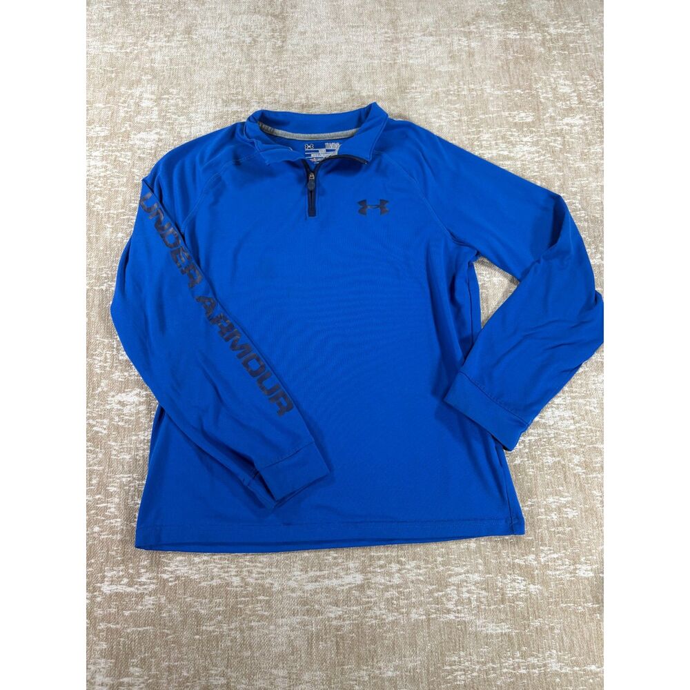 Under Armour Youth Blue Quarter-Zip Training Top with Sleeve Spellout Logo